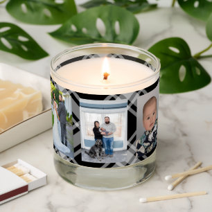 Black Plaid 6 photo Scented Candle