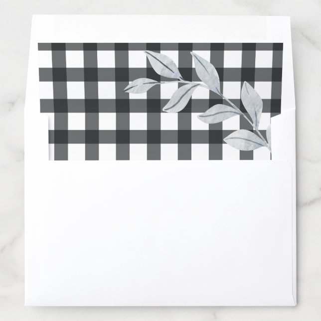 Black Plaid and Gray Leaves Halloween Baby Shower Envelope Liner (In Envelope)
