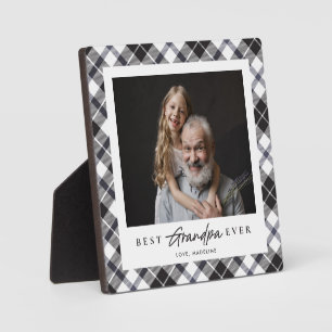 Black Plaid Best Grandpa Ever Plaque