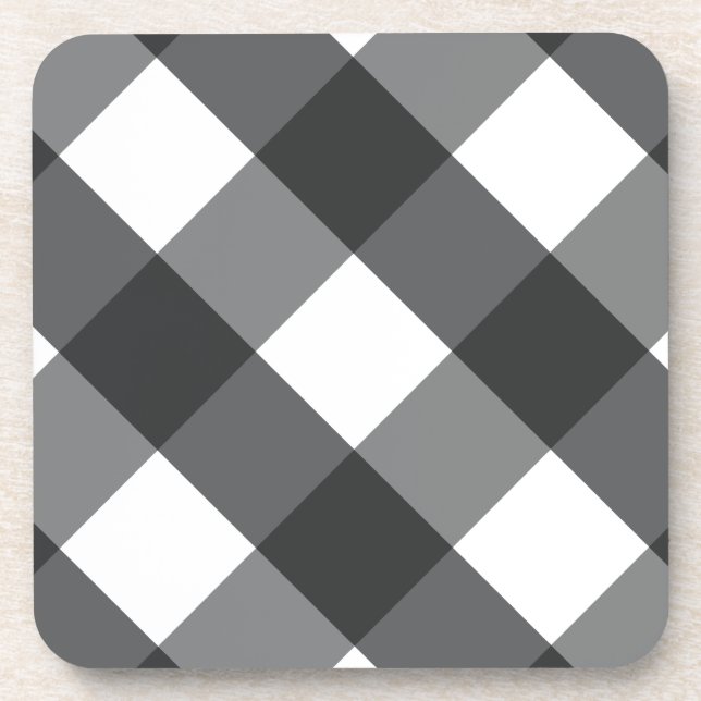 black plaid beverage coaster (Front)