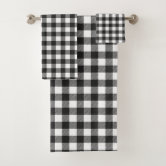 Gingham Check Black Bath Towel Set, Zazzle