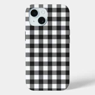 Black Plaid Buffalo Check Pattern iPhone 15 Case