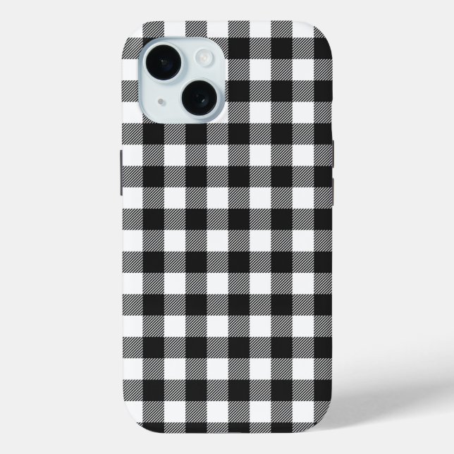 Black Plaid Buffalo Check Pattern Case-Mate iPhone Case (Back)
