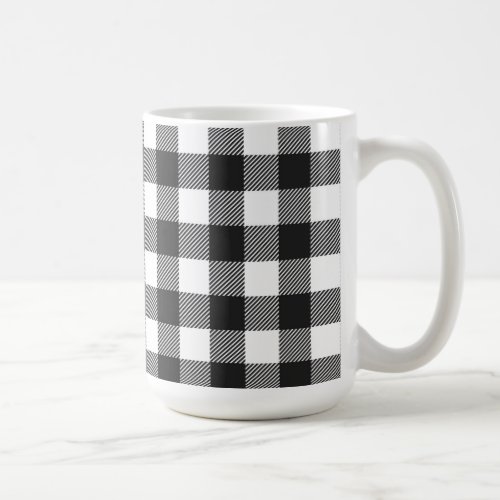 Black Plaid Buffalo Check Pattern Coffee Mug