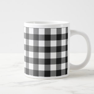 Black Plaid Buffalo Check Pattern Giant Coffee Mug