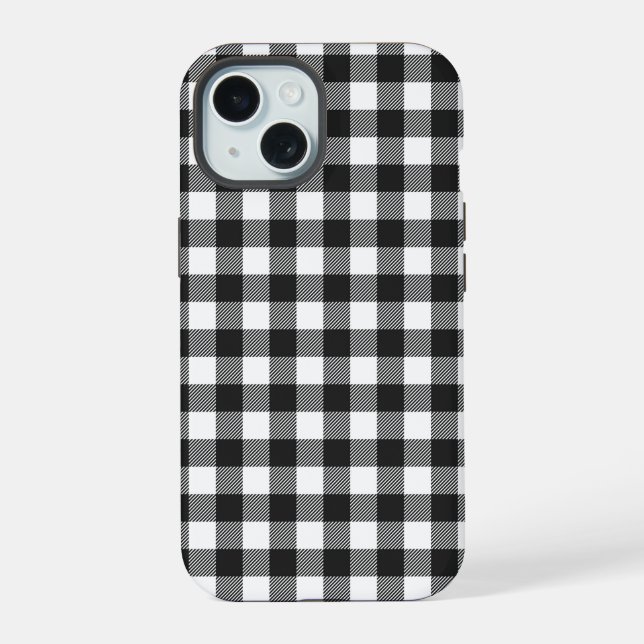 Black Plaid Buffalo Check Pattern Iphone Case (Back)