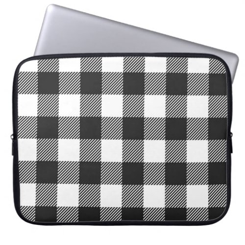Black Plaid Buffalo Check Pattern Laptop Sleeve