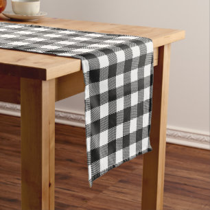 Black Plaid Buffalo Check Pattern Medium Table Runner