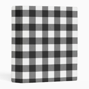 Black Plaid Buffalo Check Pattern Mini Binder