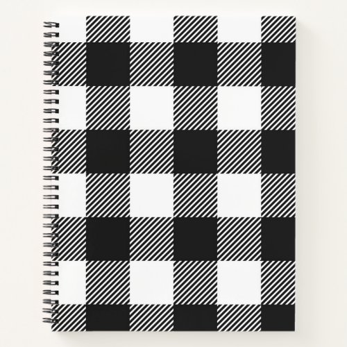 Black Plaid Buffalo Check Pattern Notebook