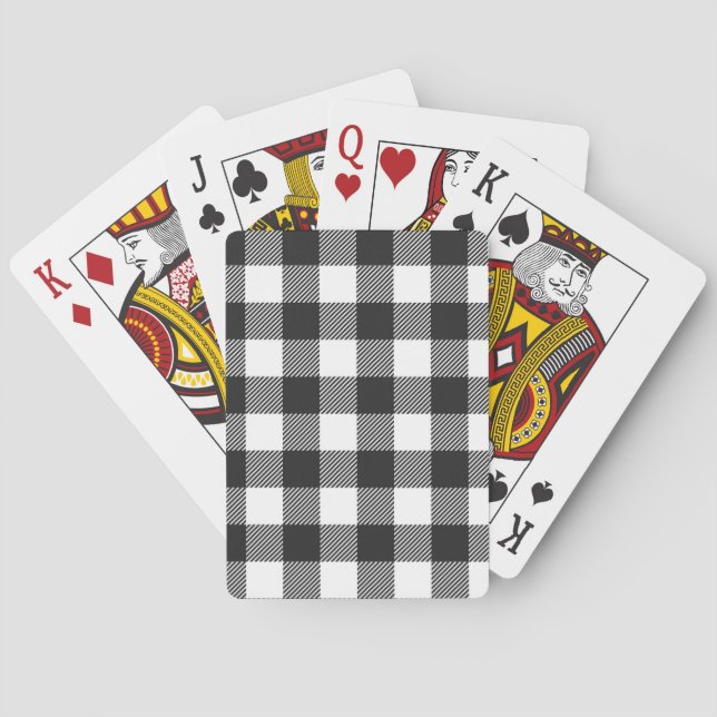 Black Plaid Buffalo Check Pattern Poker Cards (Back)