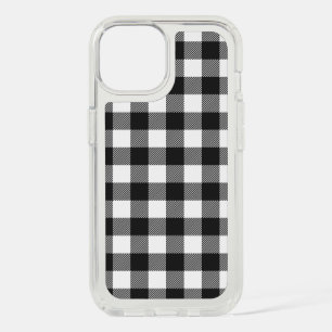 Black Plaid Buffalo Check Pattern iPhone 15 Case
