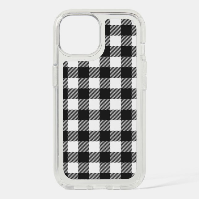 Black Plaid Buffalo Check Pattern Speck iPhone Case (Front)