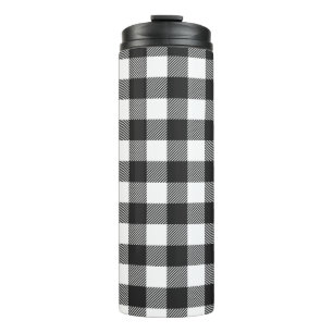 Black Plaid Buffalo Check Pattern Thermal Tumbler