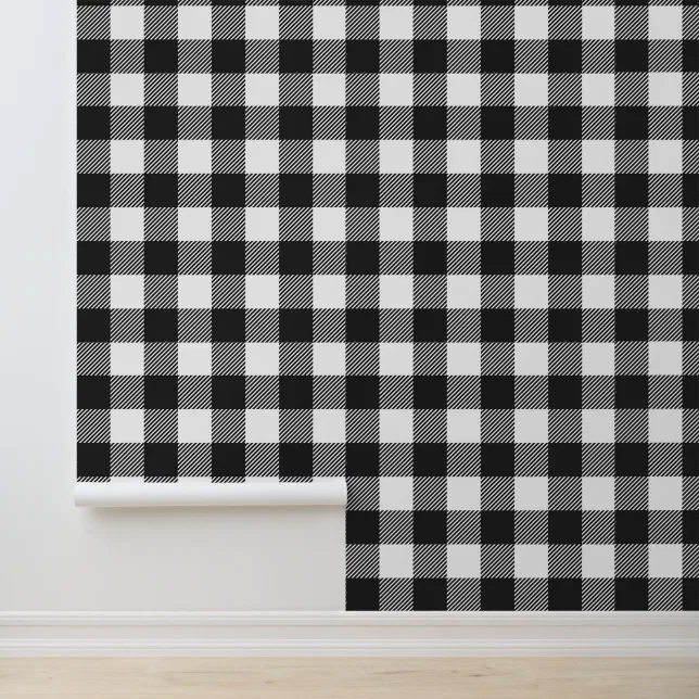 Black Plaid Buffalo Check Pattern Wallpaper | Zazzle