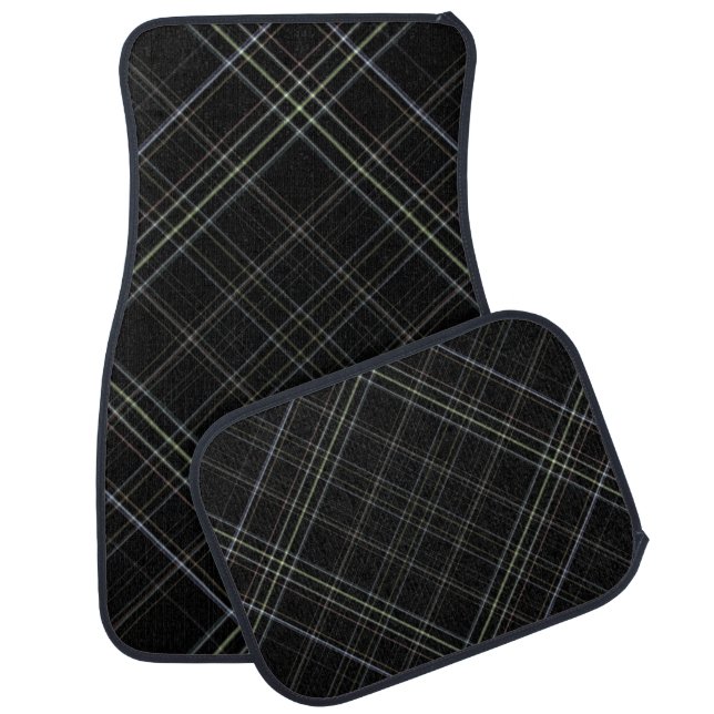 Black Plaid Car Mat (Set)