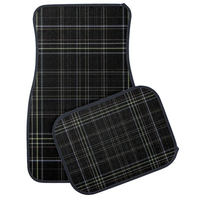 Black Plaid Car Mat (Set)