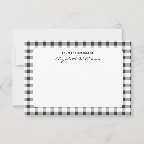 Black Plaid Check Personal Stationery Note Card