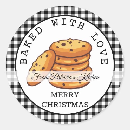 Black Plaid Christmas Cookies  Baked With Love  Classic Round Sticker