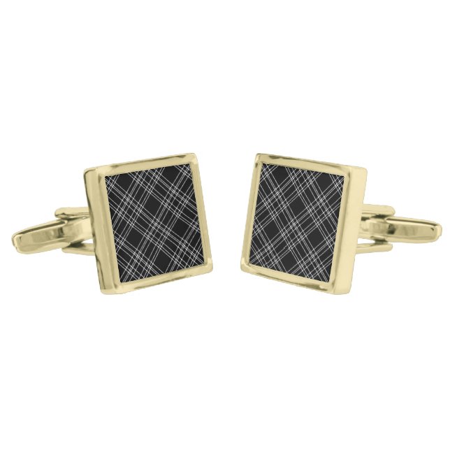 Black Plaid Cufflinks  (Angled)