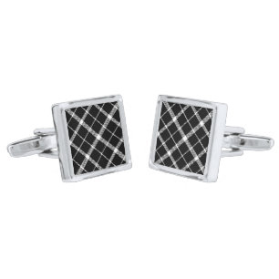Black Plaid Cufflinks
