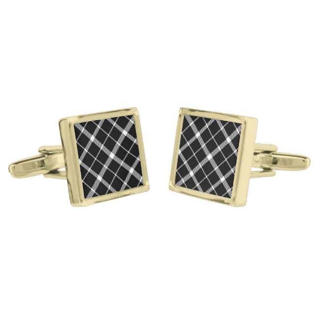 Black Plaid Cufflinks  (Angled)