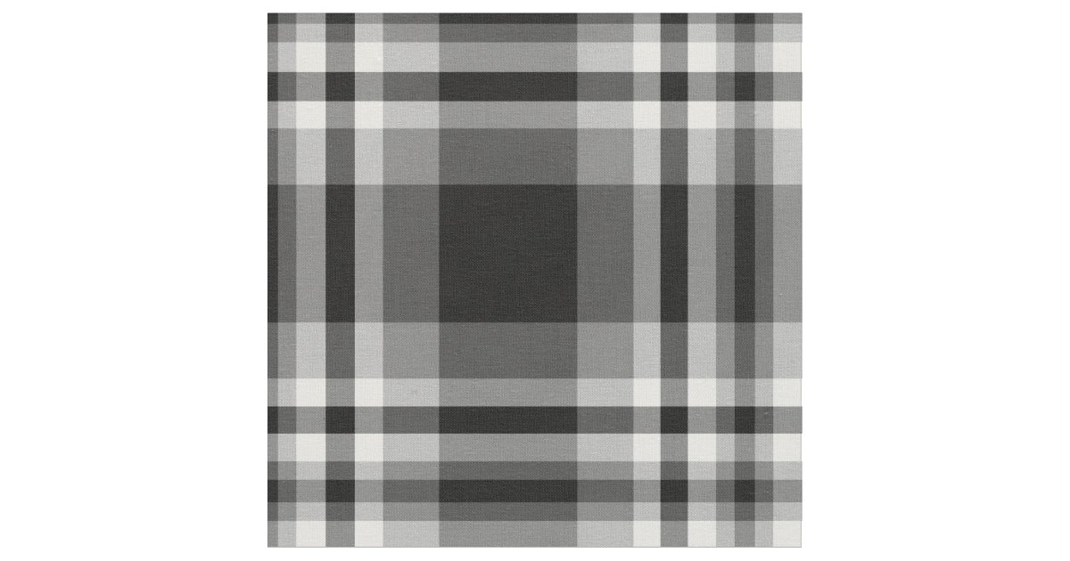 Black Plaid Fabric Zazzle