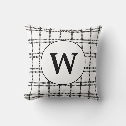 Black Plaid Holiday Throw Pillow