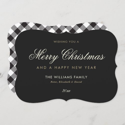 Black Plaid Merry Christmas Happy New Year Card