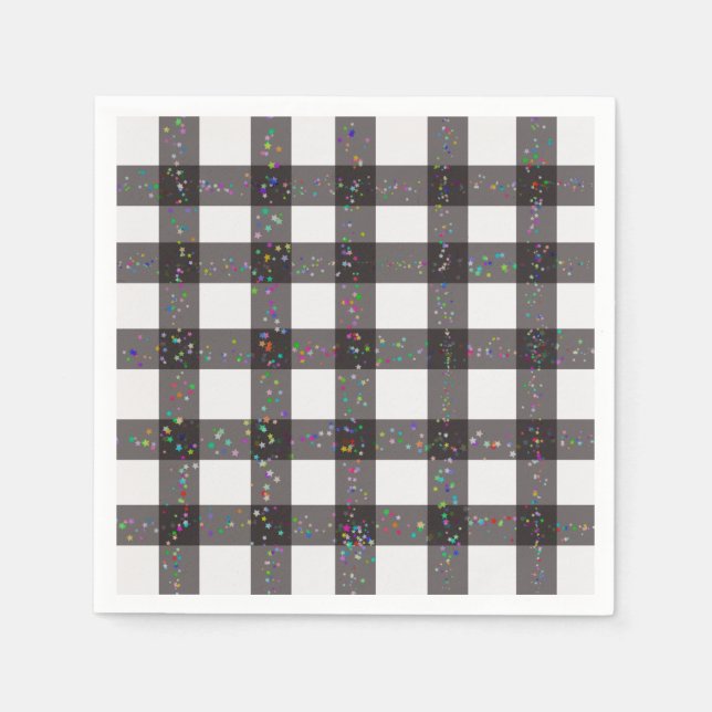 Black Plaid Pattern Napkins (Front)