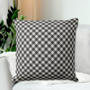 Black Plaid Pattern Throw Pillow