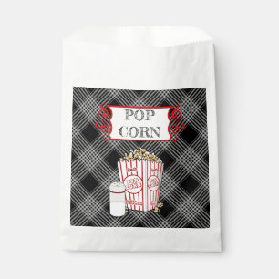 Black Plaid Popcorn Retro Paper Bag