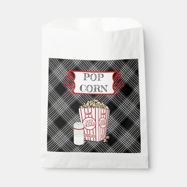 Black Plaid Popcorn Retro Paper Bag (Front)
