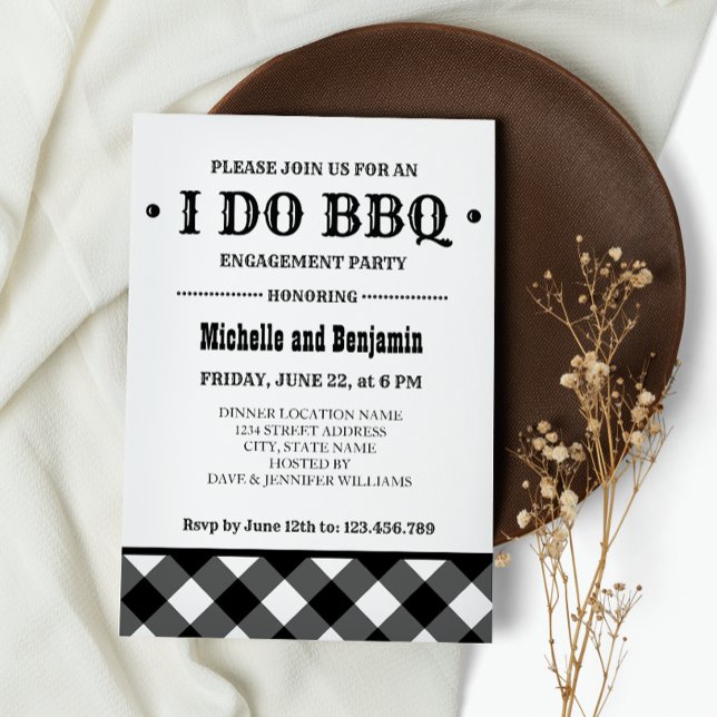 Black Plaid | Rustic I DO BBQ Engagement Party Invitation (Creator Uploaded)