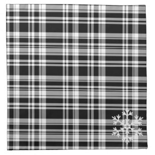 Black Plaid Snowflake Cloth Napkin Set