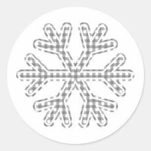 Black Plaid Snowflake Rustic Country Christmas Classic Round Sticker