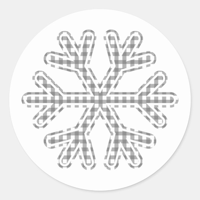 Black Plaid Snowflake Rustic Country Christmas Classic Round Sticker (Front)