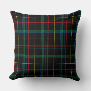 Black Plaid Tartan Pattern Throw Pillow