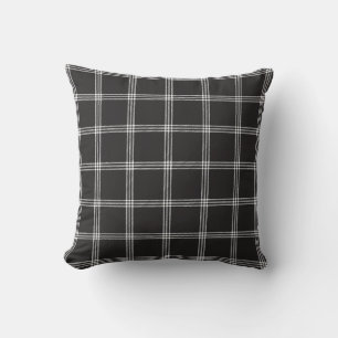 Black Plaid Throw Pillow