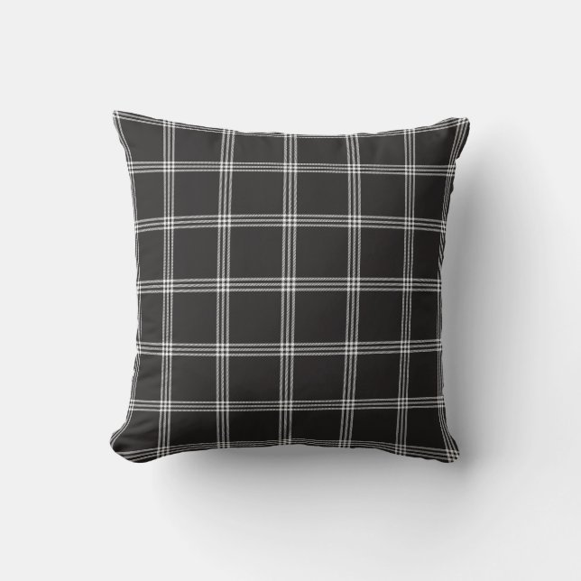 Black Plaid Throw Pillow (Front)