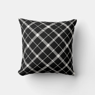 Black Plaid Throw Pillow