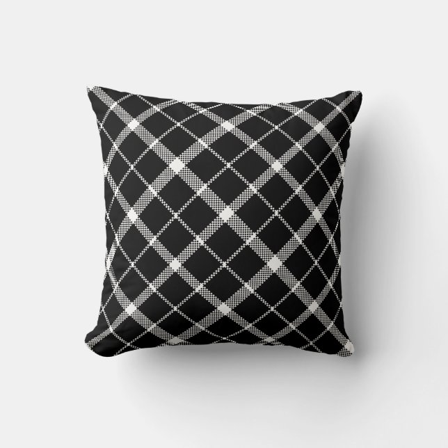 Black Plaid Throw Pillow (Front)