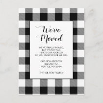 Black Plaid We've Moved Holiday Announcement Postcard