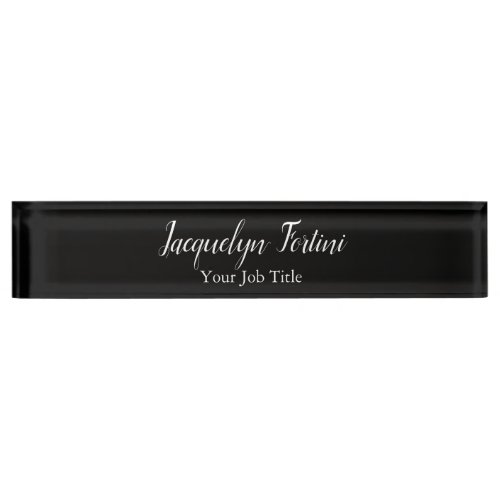 Black Plain Elegant Modern Minimalist Desk Name Plate