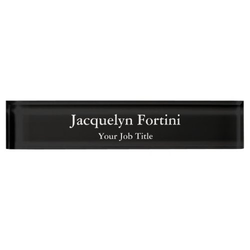 Black Plain Elegant Modern Minimalist Desk Name Plate