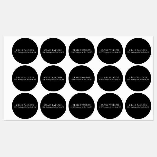 Black Plain Minimalist Elegant Classical Design Labels (Sheet)