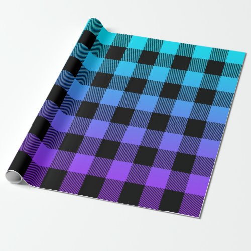 Black plain on purple to turquoise_blue ombre wrapping paper