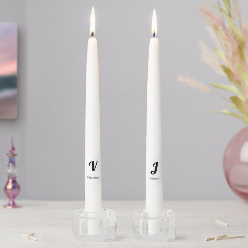 Black Plain Texts on White Wedding Taper Candle