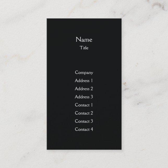 Black Plain Vertical - Business Business Card (Front)