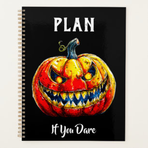Black Plan if you dare Halloween Smiling Pumpkin Planner
